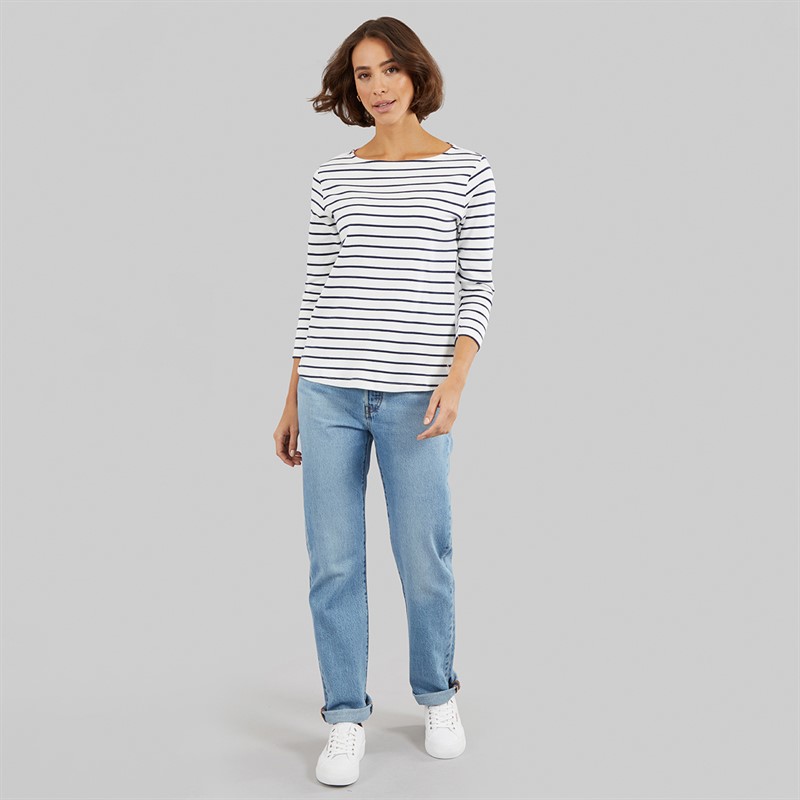 Crew Clothing Womens Ultimate Breton Striped T-Shirt White/Heritage Navy