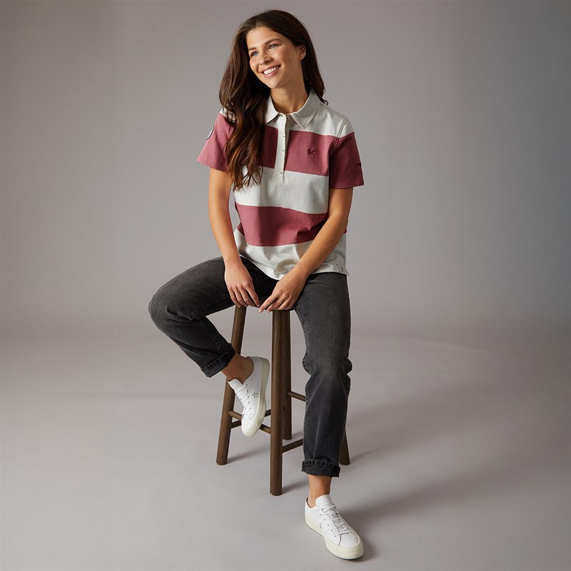 Crew Clothing Womens Short Sleeve Rugby Shirt Foxglove/Rainy Day Foxglove / Rainy Day