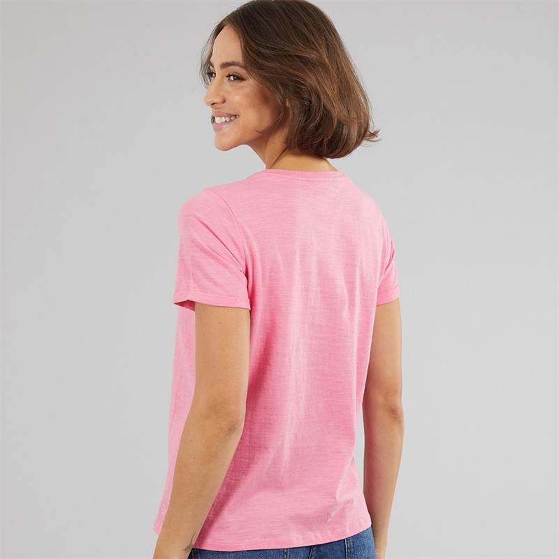 Crew Clothing Womens Short Sleeve Slub T-Shirt Fuchsia Pink