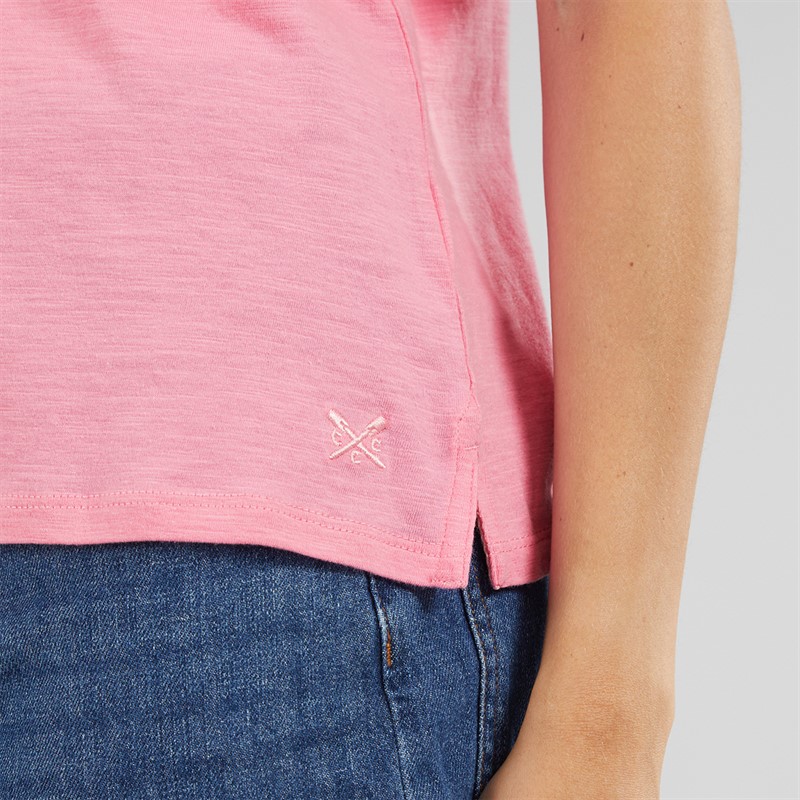 Crew Clothing Womens Short Sleeve Slub T-Shirt Fuchsia Pink
