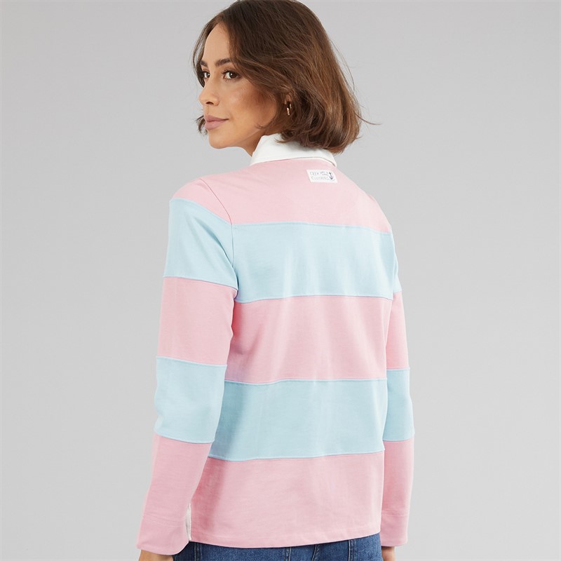 Crew Clothing Womens Long Sleeve Striped Rugby Top Fragrant Lilac/Dream Blue Stripe