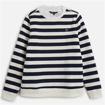 Crew Clothing Womens Pie Crust Neck Striped Sweatshirt White Linen/Navy White Linen / Navy