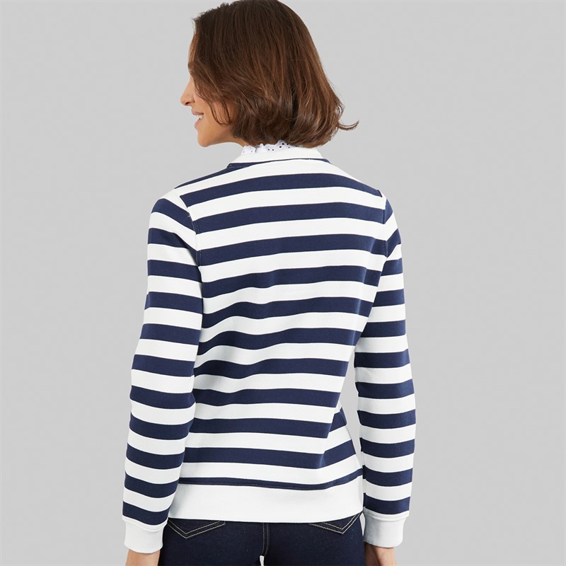 Crew Clothing Womens Pie Crust Neck Striped Sweatshirt White Linen/Navy White Linen / Navy