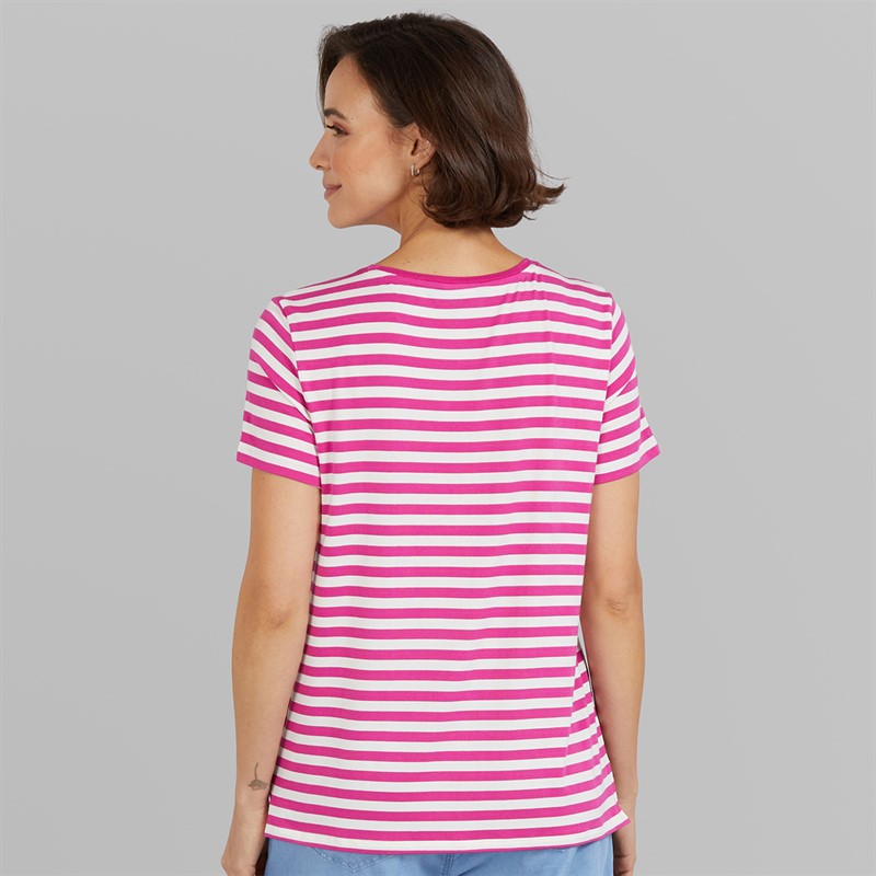 Crew Clothing Womens Modal Blend Striped T-Shirt Rose Violet/White Linen Rose Violet / White Linen
