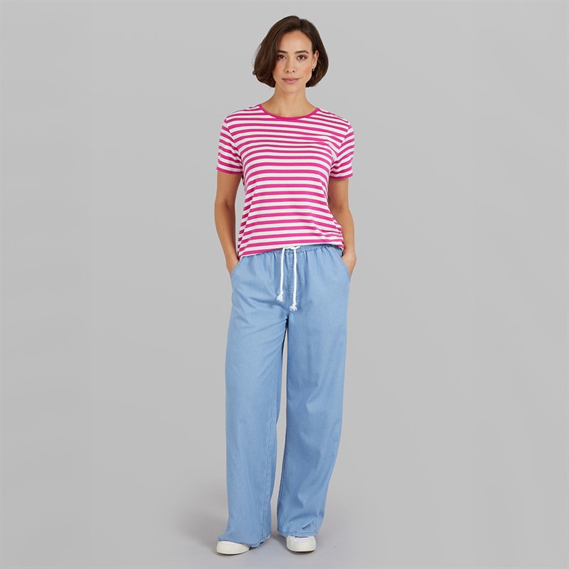 Crew Clothing Womens Modal Blend Striped T-Shirt Rose Violet/White Linen Rose Violet / White Linen