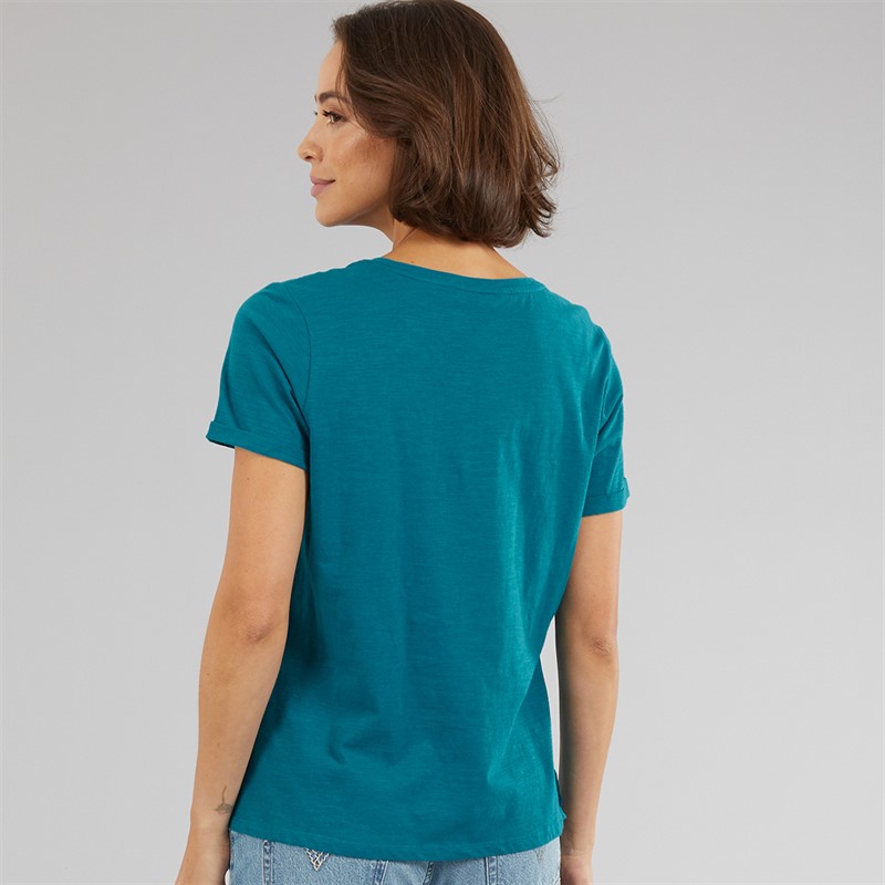 Crew Clothing Womens Short Sleeve Slub T-Shirt Ocean Depths