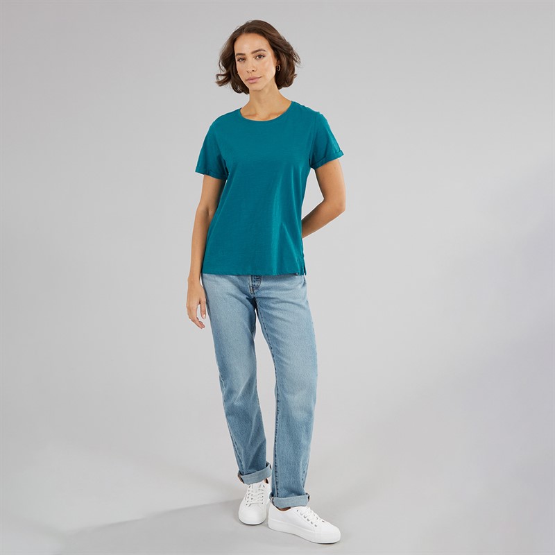 Crew Clothing Womens Short Sleeve Slub T-Shirt Ocean Depths