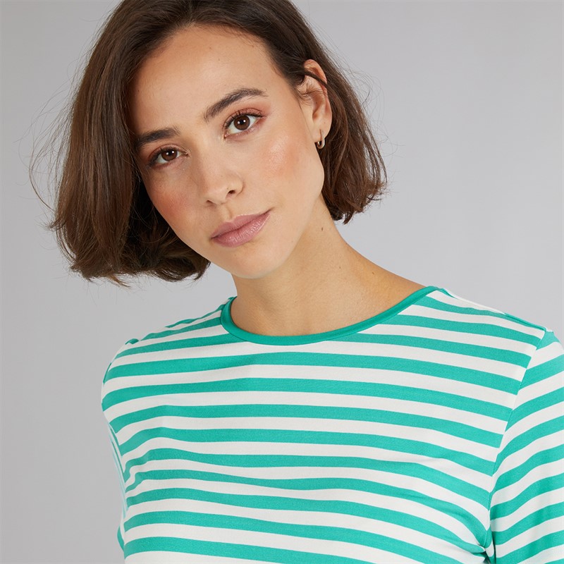 Crew Clothing Womens Modal Blend Striped T-Shirt Waterfall/White Linen Waterfall / White Linen