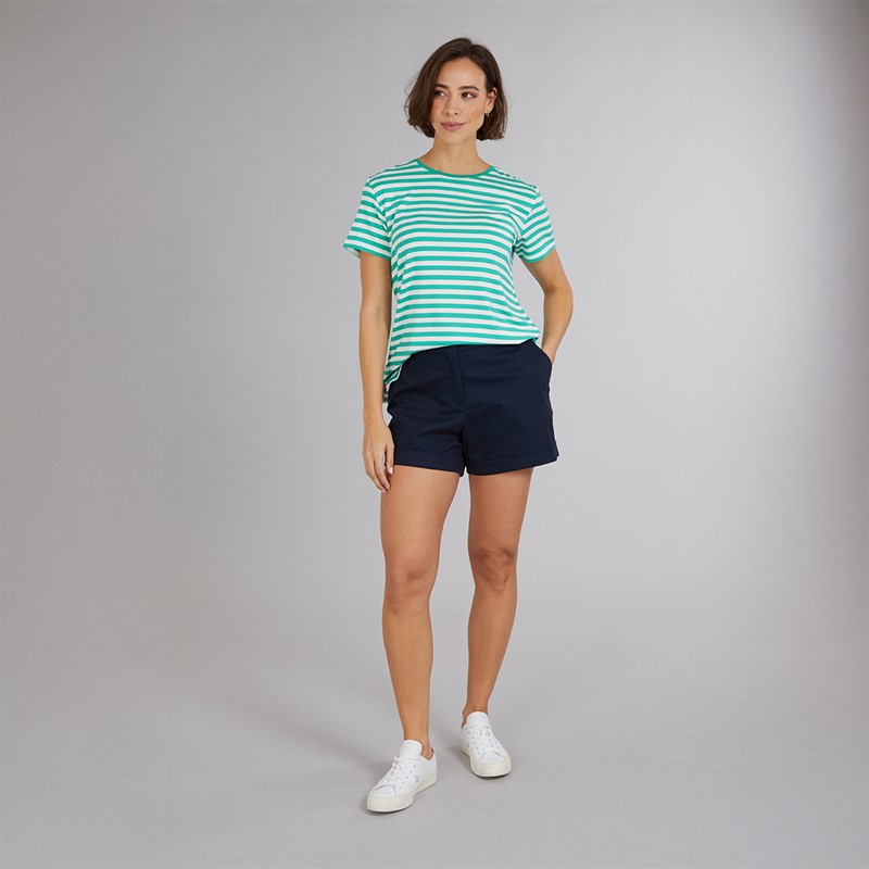 Crew Clothing Womens Modal Blend Striped T-Shirt Waterfall/White Linen Waterfall / White Linen