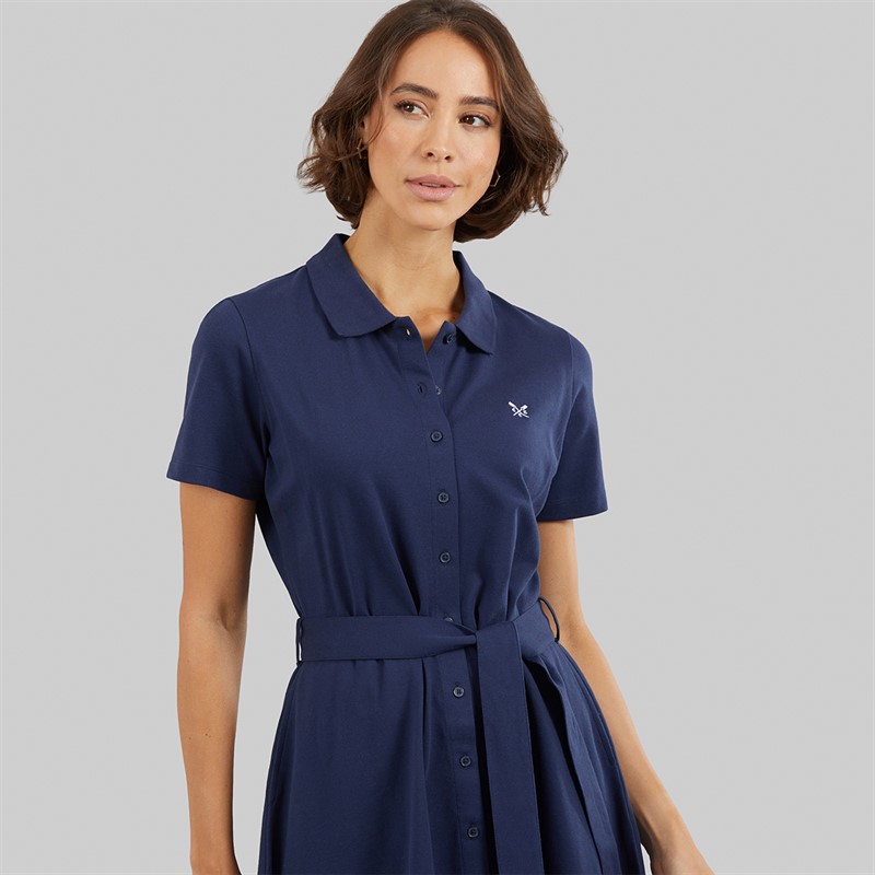 Crew Clothing Womens Fit And Flare Polo Dress Heritage Navy