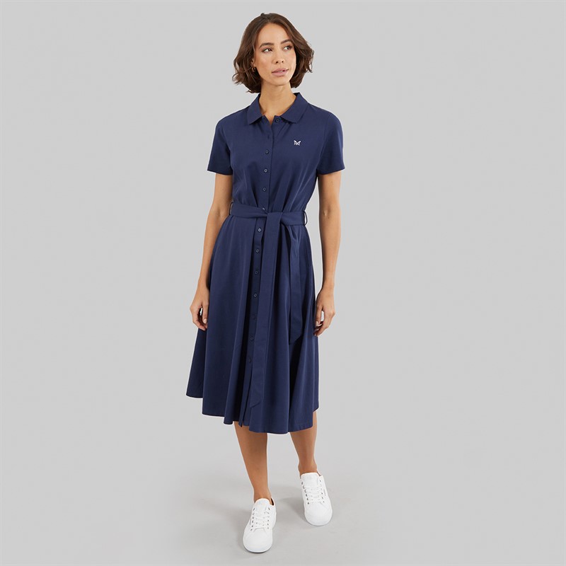 Crew Clothing Womens Fit And Flare Polo Dress Heritage Navy