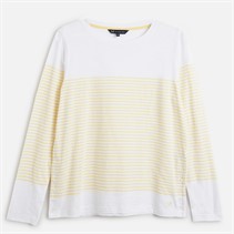 Crew Clothing Womens Cassie Stripe Button T-Shirt White/Pastel Yellow White / Pastel Yellow