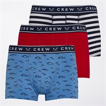 Crew Clothing Mens Fishes Three Pack Boxers Blue/Red/Navy