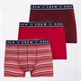 Crew Clothing Mens Boats Three Pack Boxers Burgundy/Red