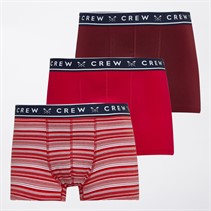 Crew Clothing Mens Boats Three Pack Boxers Burgundy/Red