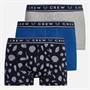 Crew Clothing Mens Geo Stripe Three Pack Boxers Blue/White