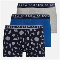 Crew Clothing Mens Geo Stripe Three Pack Boxers Blue/White