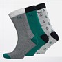 Crew Clothing Mens Three Pack Bamboo Socks Grey/Green/Stripe