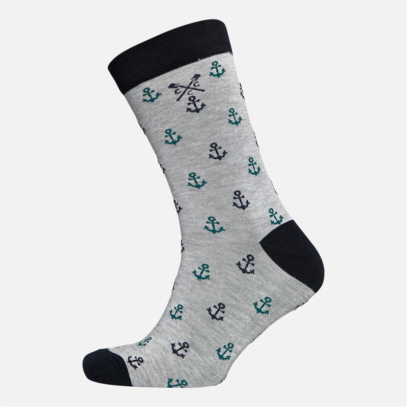 Crew Clothing Mens Three Pack Bamboo Socks Grey/Green/Stripe