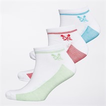 Crew Clothing Mens Three Pack Bamboo Trainer Liners White/Red/Green/Blue