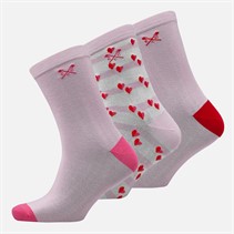 Crew Clothing Womens Three Pack Socks Raspberry Sorbet