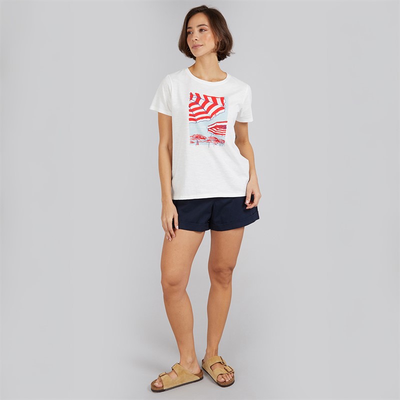 Crew Clothing Womens North Sands Graphic T-Shirt White Linen