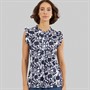 Crew Clothing Womens Sleeveless Frill Print Top Abstract Floral Navy/White