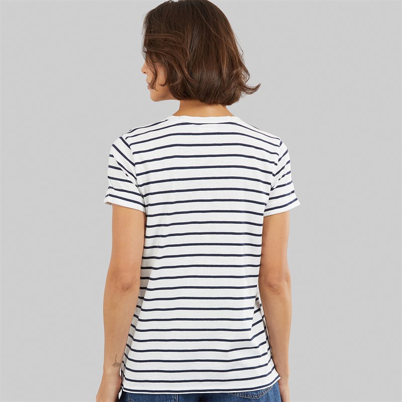 Crew Clothing Womens Notch Neck T-Shirt White Linen/Heritage Navy Stripe White Linen / Heritage Navy Stripe