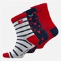 Crew Clothing Womens Three Pack Socks Red Navy White