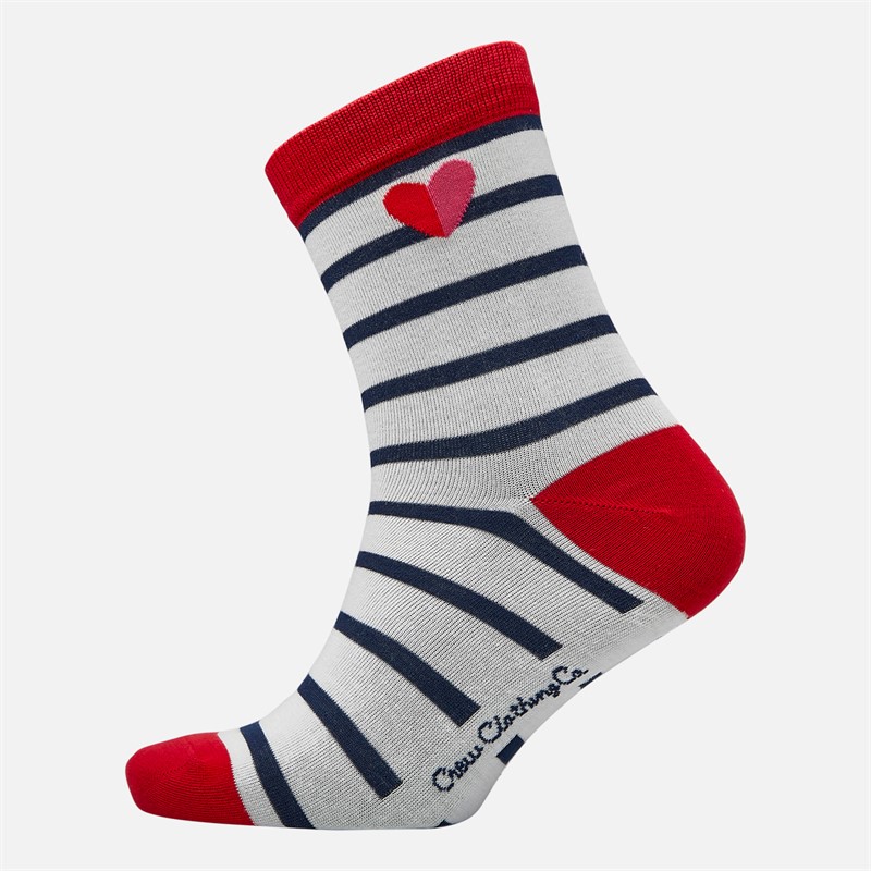 Crew Clothing Womens Three Pack Socks Red Navy White