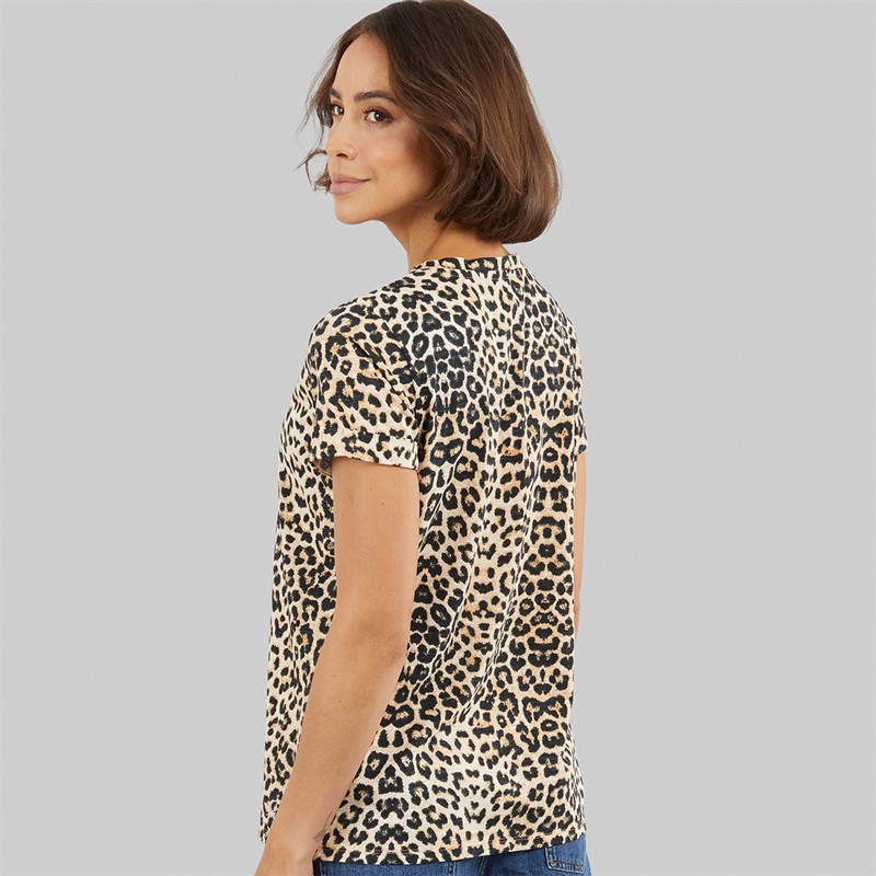 Crew Clothing Womens Notch Neck T-Shirt Leopard