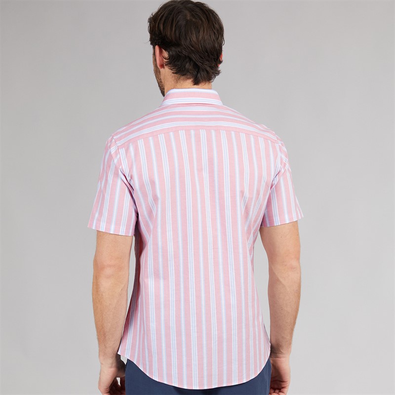 Crew Clothing Mens Short Sleeve Oxford Stripe Shirt Fox Glove/Blue Bell/Wasabi Fox Glove / Blue Bell / Wasabi
