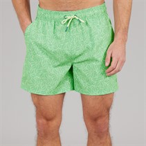 Crew Clothing Mens Leaf Print Swim Shorts Light Grass Green