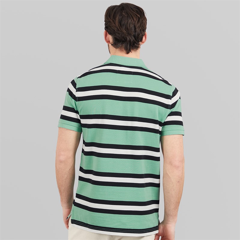 Crew Clothing Mens Stripe Polo Shirt Wasabi/Black/White Linen