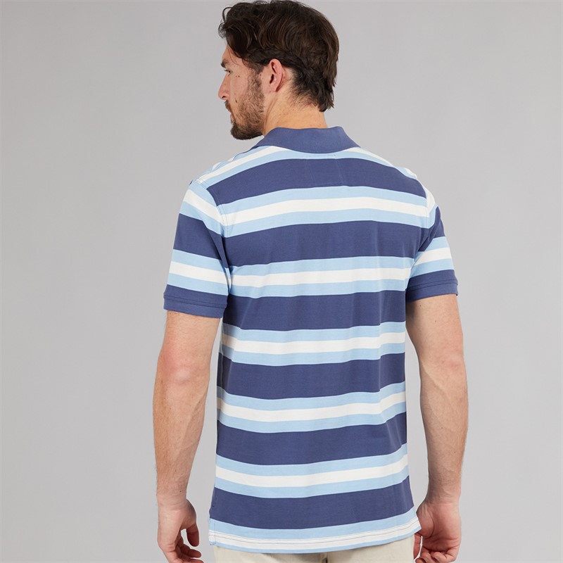 Crew Clothing Mens Stripe Polo Shirt Blue Bell/Blue Indigo/White Linen Blue Bell / Blue Indigo / White Linen