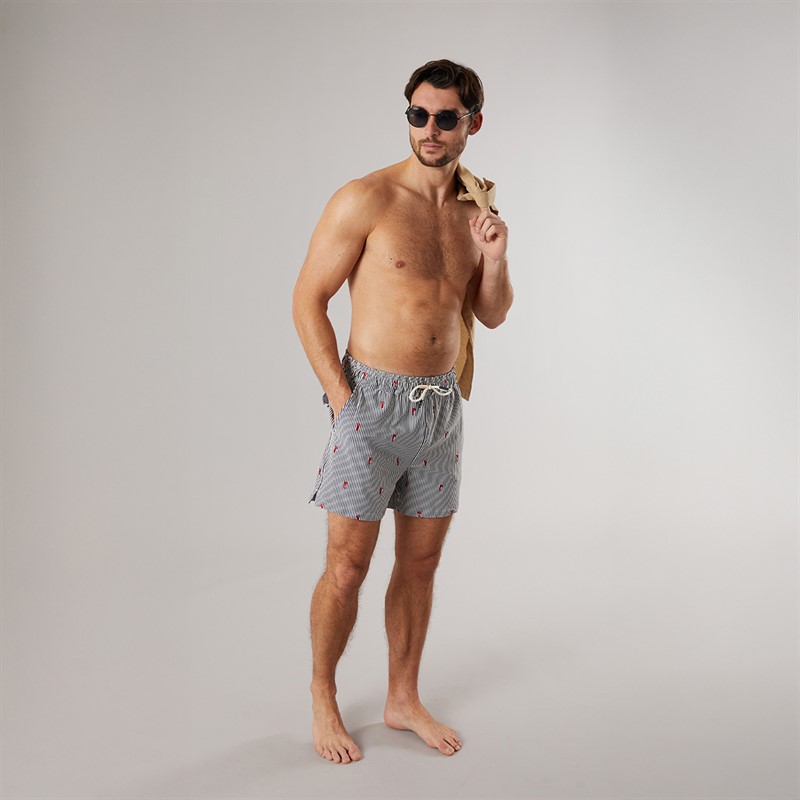 Crew Clothing Mens Lobster Print Swim Shorts Sodalite Blue/Crimson Sodalite Blue / Crimson