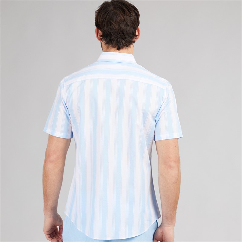 Crew Clothing Mens Short Sleeve Oxford Stripe Shirt Blue Bell/White Blue Bell / White