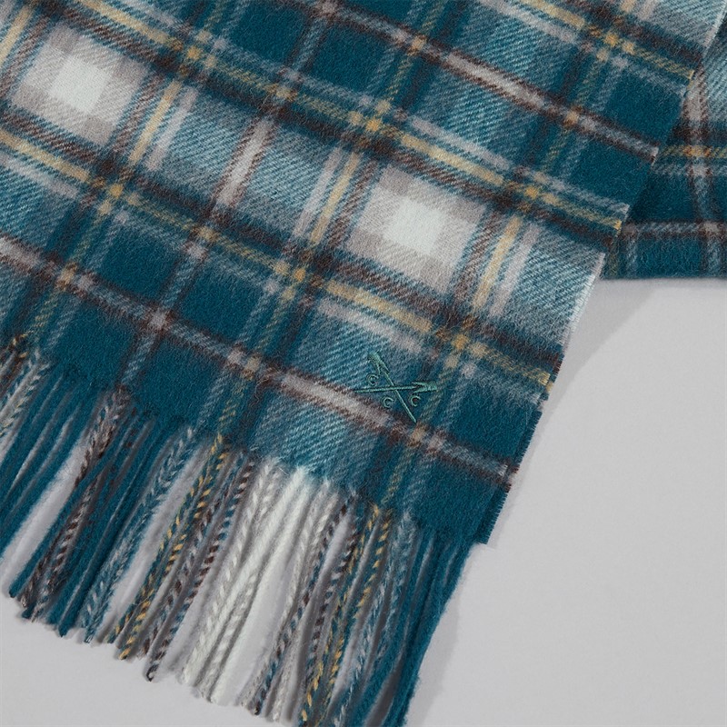 Crew Clothing Mens Lambswool Check Scarf Green Check
