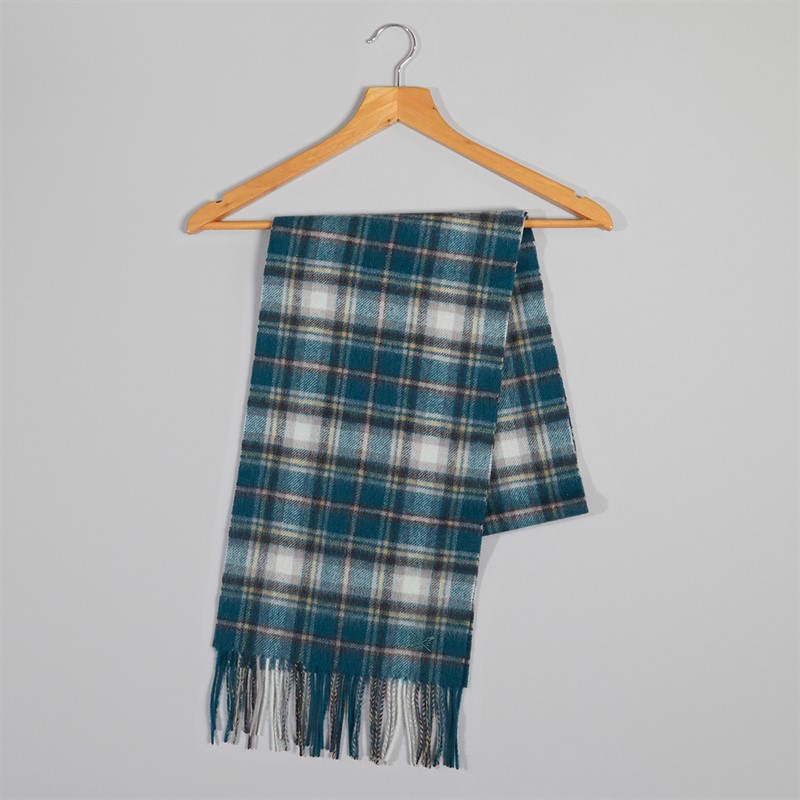 Crew Clothing Mens Lambswool Check Scarf Green Check