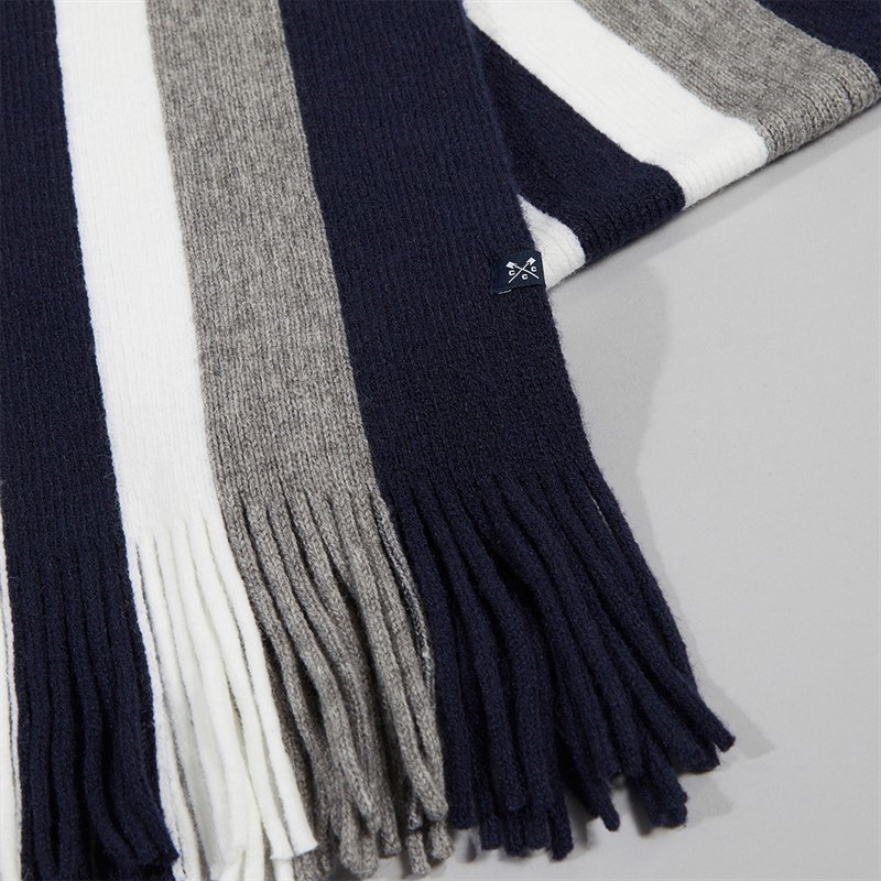 Crew Clothing Mens House Stripe Scarf Navy Grey