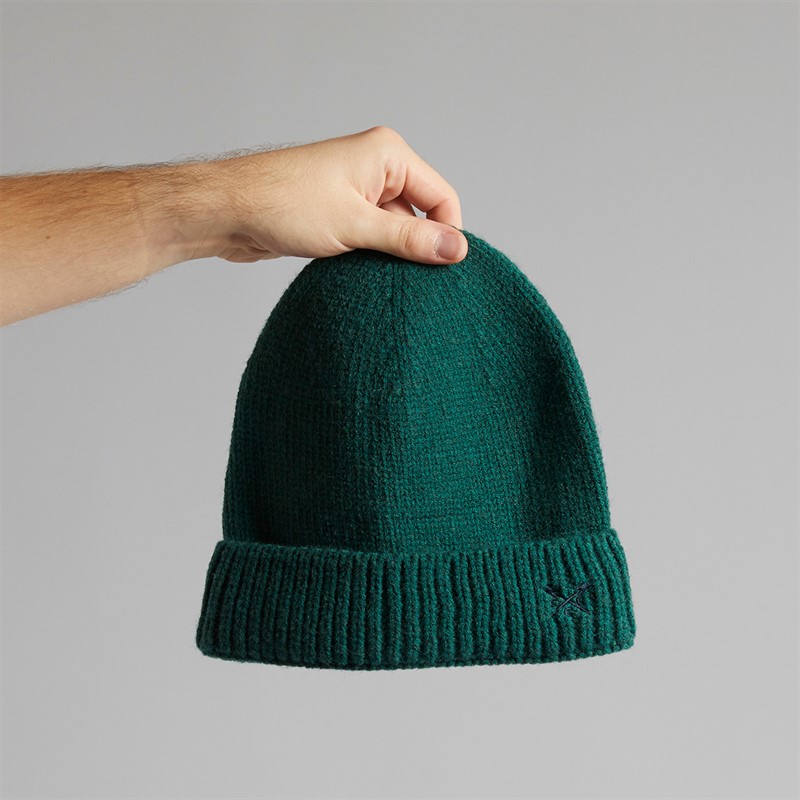 Crew Clothing Mens Beanie Hat Bottle Green