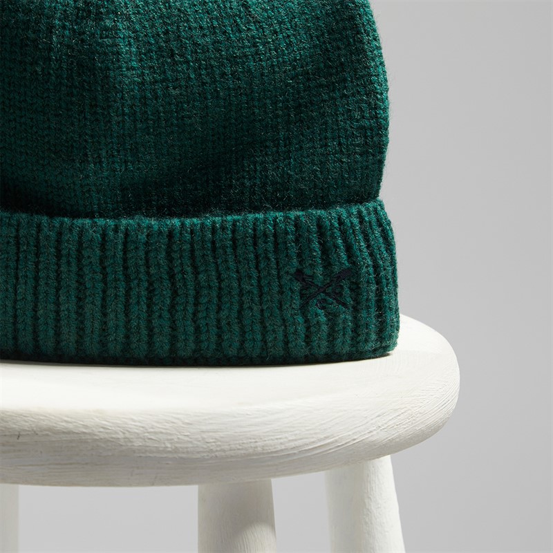 Crew Clothing Mens Beanie Hat Bottle Green