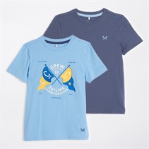 Crew Clothing Boys Two Pack T-Shirts Littleboy Blue/Blue Indigo