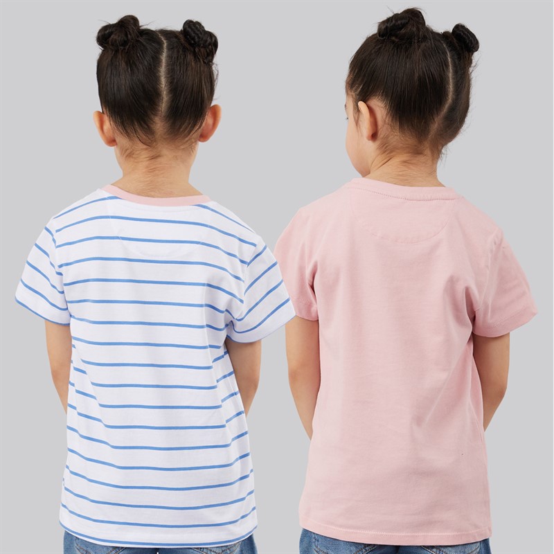 Crew Clothing Girls Two Pack T-Shirts Bright White/Ultra Marine/Coral Blush Bright White + Ultra Marine / Coral Blush