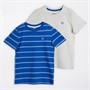 Crew Clothing Boys Two Pack Stripe And Plain T-Shirts Nautical Blue Littlebo
