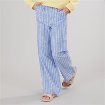 Crew Clothing Girls Stripped Woven Trousers Ultra Marine/Bright White