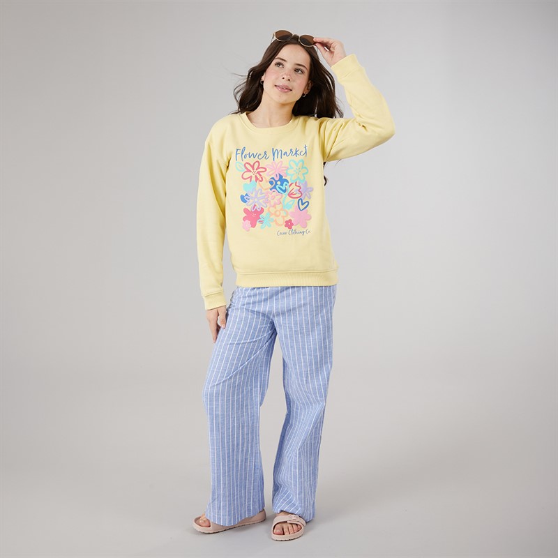 Crew Clothing Girls Stripped Woven Trousers Ultra Marine/Bright White