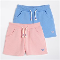 Crew Clothing Girls Two Pack Shorts Peony/Ultra Marine Peony / Ultra Marine