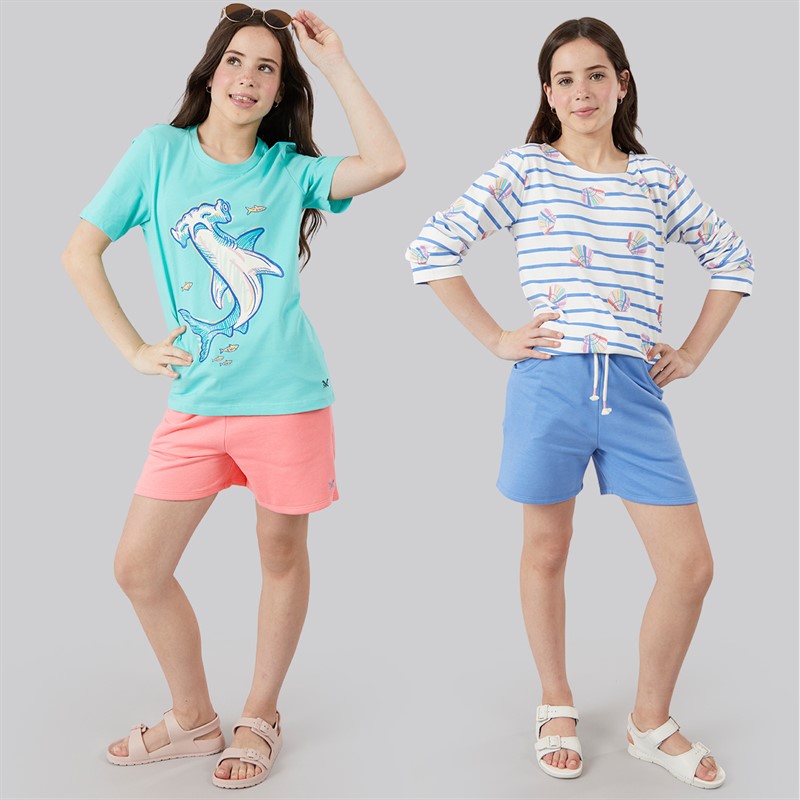 Crew Clothing Girls Two Pack Shorts Peony/Ultra Marine Peony / Ultra Marine