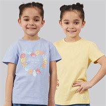 Crew Clothing Girls Two Pack T-Shirts Blue Heron/Mellow Yellow Blue Heron + Mellow Yellow